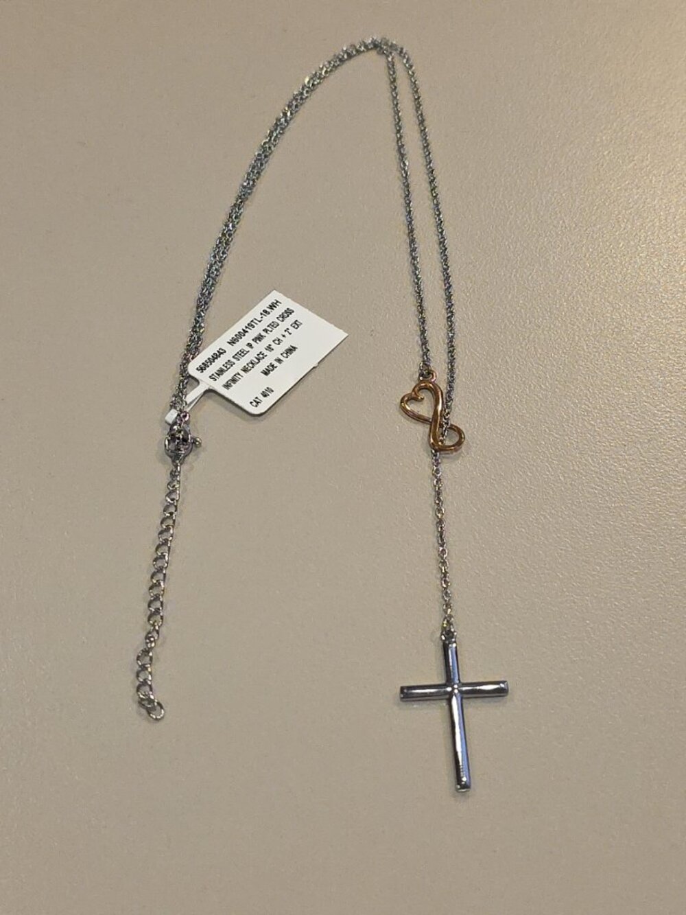 Stainless Steel Infinity Charm Cross Womens Silver Jewelry Necklace Lariat Style